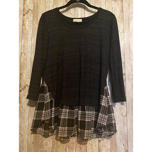 Women's Chenault Black & Plaid Shirt Top Blouse Size Small